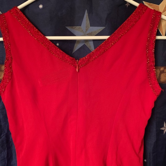 Short Beaded Red Formal Dress (Peak Evening) - Picture 4 of 8